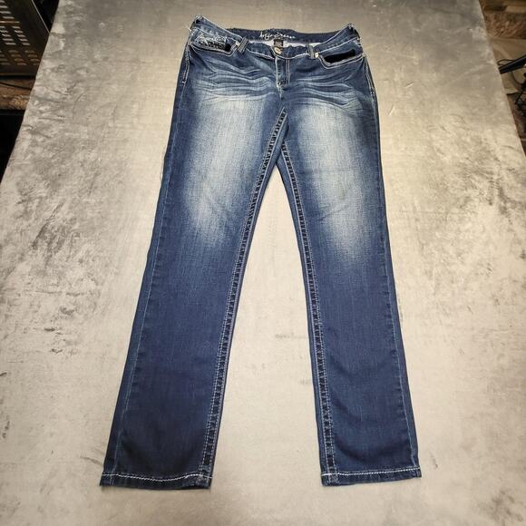Ariya Jeans Jeans Womens 12 Blue Stretch Straight Leg Medium Wash Denim - Picture 1 of 12